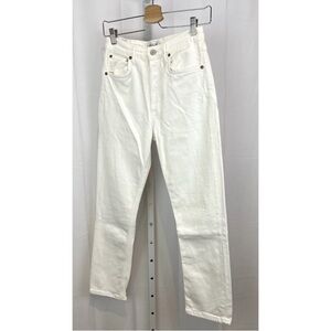 AGOLDE Riley Crop High Rise Straight Jeans Button Fly White